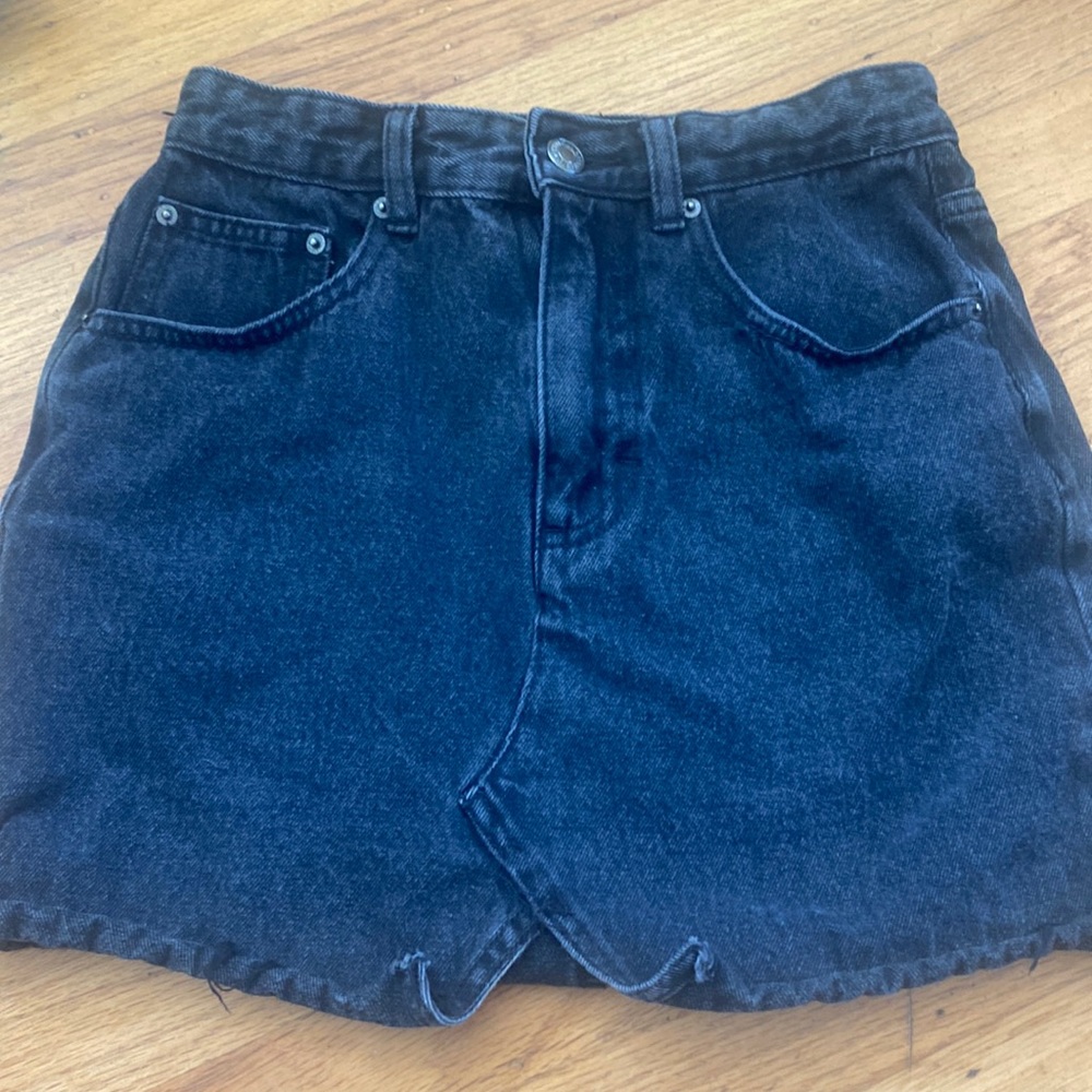 black denim mini skirt